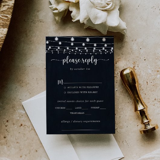 Mariage Rustic String Lights Choix du menu RSVP