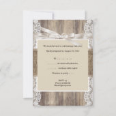 Mariage Rustique Beige Blanc Dentelle Bois RSVP (Dos)