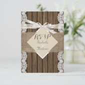 Mariage rustique beige RSVP dentelle bois toile de (Debout devant)