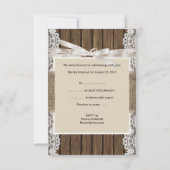 Mariage rustique beige RSVP dentelle bois toile de (Dos)