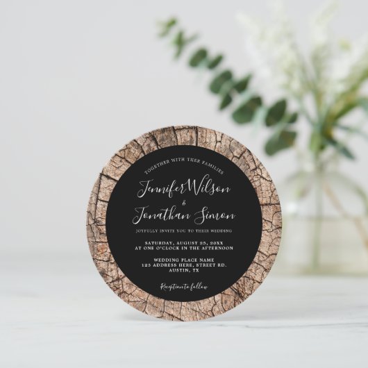 Mariage rustique Boho Black Invitation (Debout devant)