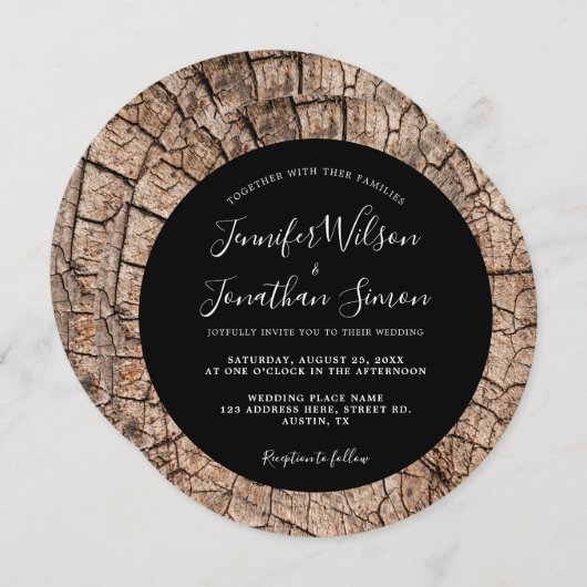 Mariage rustique Boho Black Invitation (Devant / Derrière)