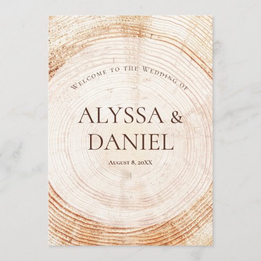 Mariage rustique.bois Écorce d'arbre Programme per (Devant)