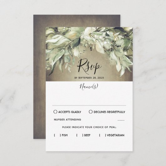 Mariage rustique bois et verdure RSVP (Devant / Derrière)