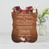Mariage rustique Bourgogne Floral Invitation B (Debout devant)