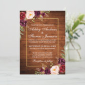 Mariage rustique Bourgogne Floral Invitation or bo (Debout devant)