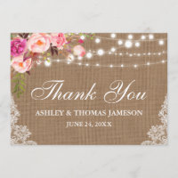 Mariage Rustique Burlap Lights Lace Floral Merci