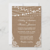 Mariage Rustique Burlap String Lights Invitation d (Devant)