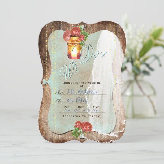 Mariage rustique ~ Carte d'invitation (Debout devant)