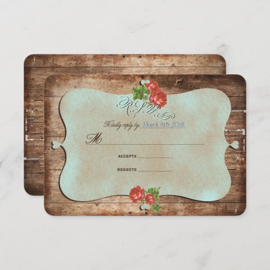 Mariage rustique ~ Carte RSVP (Devant / Derrière)