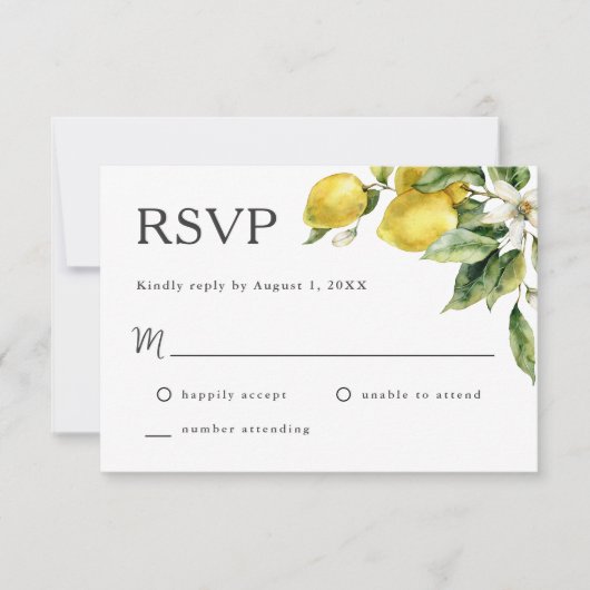 Mariage rustique Citrus Boho Lemon RSVP (Devant)