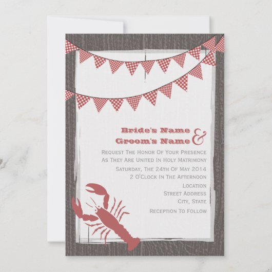 Mariage Rustique De Homard Invitation De Mariée & (Devant)