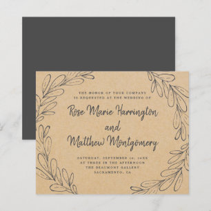 Mariage rustique économique avec kraft et feuilles