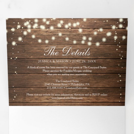 Mariage Rustique en bois Invitations triplées RSVP (Intérieur en premier)