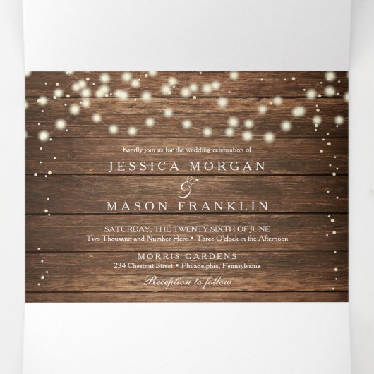 Mariage Rustique en bois Invitations triplées RSVP (Intérieur au milieu)