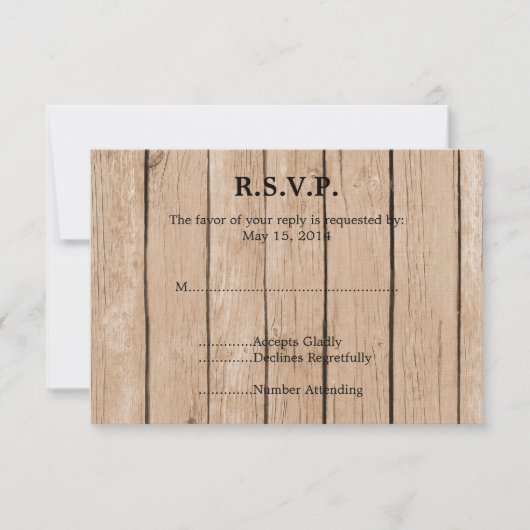 Mariage rustique en bois RSVP (Devant)