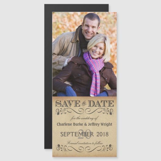 Mariage rustique Enregistrer la date Invitation ph (Devant / Derrière)