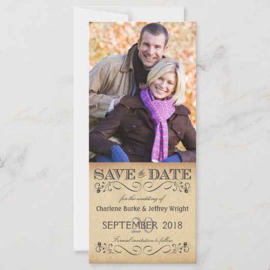 Mariage rustique Enregistrer la date Invitation ph (Recto)
