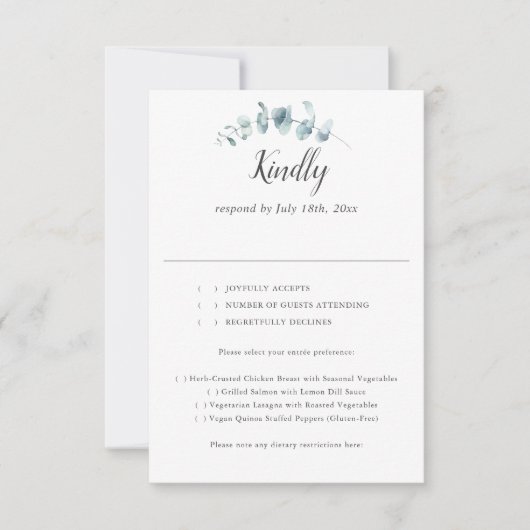 Mariage rustique Eucalyptus Script RSVP (Devant)