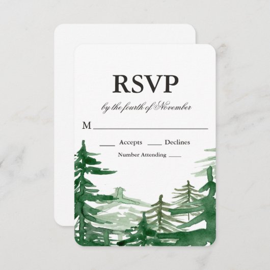 Mariage rustique Fir Tree RSVP (Devant / Derrière)