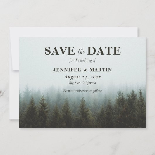 Mariage Rustique Forêt Enregistrer Les Cartes De D (Devant)