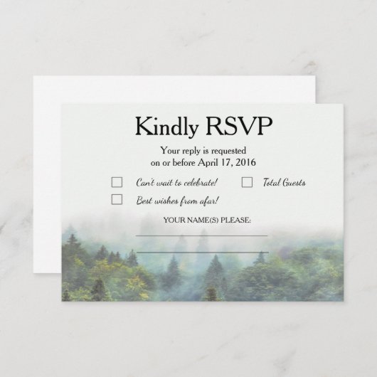 Mariage rustique Forêt RSVP (Devant / Derrière)