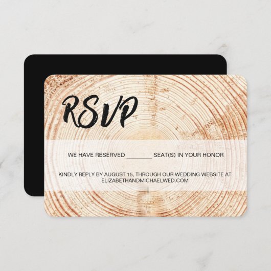 Mariage rustique Grain de bois RSVP réservé Siège (Devant / Derrière)