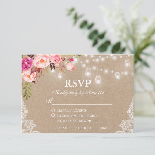 Mariage rustique Kraft Rose Lumières Florales RSVP (Debout devant)
