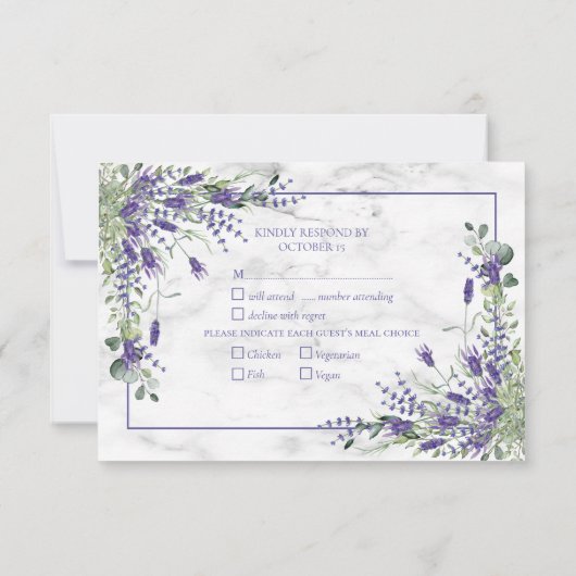 Mariage rustique Lavande Eucalyptus Verdure RSVP (Dos)