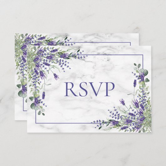 Mariage rustique Lavande Eucalyptus Verdure RSVP (Devant / Derrière)