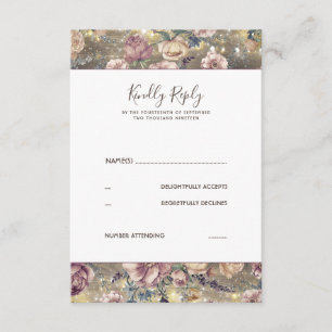 Mariage rustique Mauve et Gold Floral RSVP
