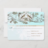 Mariage Rustique Oiseaux Chêne RSVP (Dos)