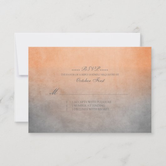 Mariage rustique orange et gris bohème RSVP (Devant)