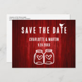 Mariage Rustique Rouge Enregistrer La Date Carte P (Devant / Derrière)