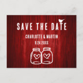 Mariage Rustique Rouge Enregistrer La Date Carte P (Devant)