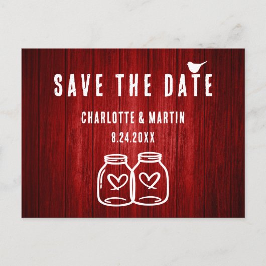 Mariage Rustique Rouge Enregistrer La Date Carte P (Devant)