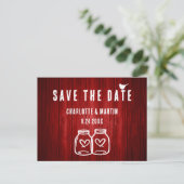 Mariage Rustique Rouge Enregistrer La Date Carte P (Debout devant)