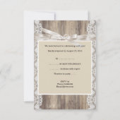 Mariage Rustique RSVP Beige Blanc Dentelle Bois (Dos)