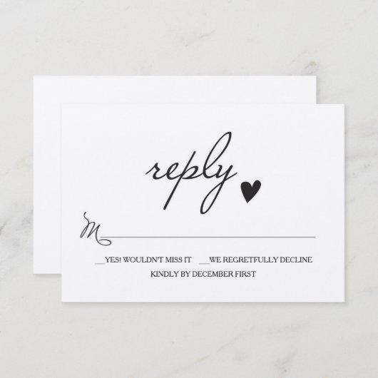 Mariage rustique RSVP - Carte Respons (Devant / Derrière)