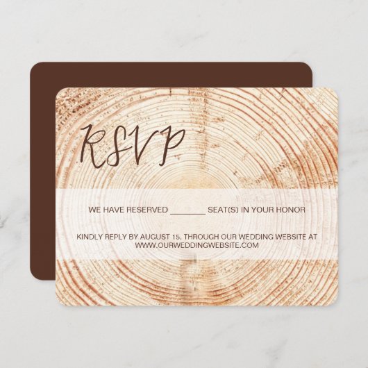 Mariage rustique RSVP SCRIPT réservé Siège (Devant / Derrière)