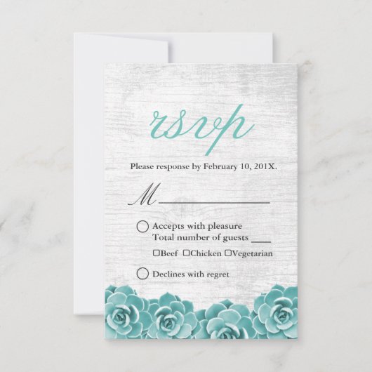 Mariage rustique Succulent Floral Élégant RSVP (Devant)