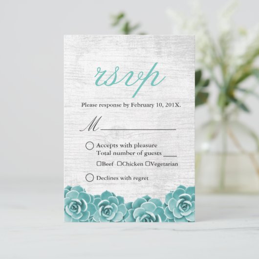 Mariage rustique Succulent Floral Élégant RSVP (Debout devant)