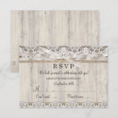 Mariage rustique vintage dentelle & bois RSVP (Devant / Derrière)