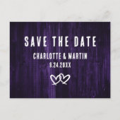 Mariage Rustique Violet Enregistrer La Date Carte (Devant)