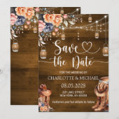 Mariage Rustique Western de Faire-Part de Date (Devant / Derrière)