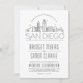 Mariage San Diego | Invitation Skyline stylisée (Devant)