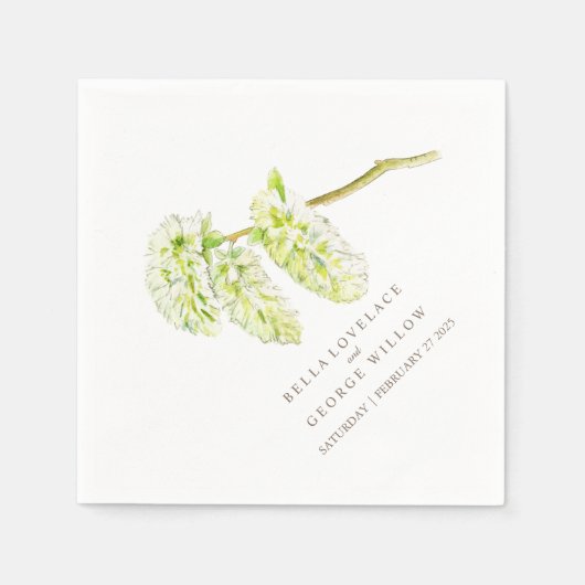 Mariage saule vert catkins serviettes en papier (Devant)