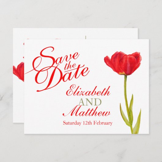 Mariage Sauvegarder la date Carte postale rouge tu (Devant / Derrière)