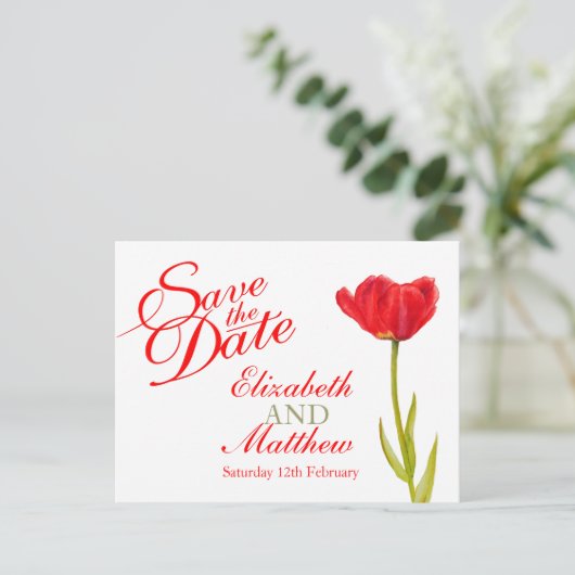 Mariage Sauvegarder la date Carte postale rouge tu (Debout devant)