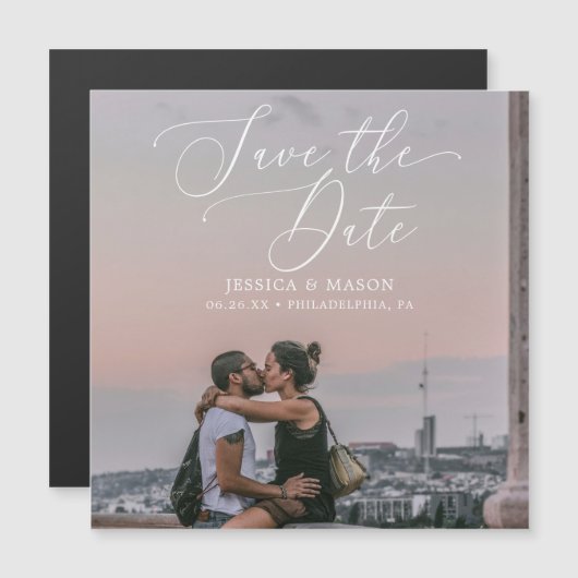 Mariage Sauvez la date Magnets avec photo (Devant / Derrière)